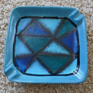 Retro Turquoise Ceramic Ashtray